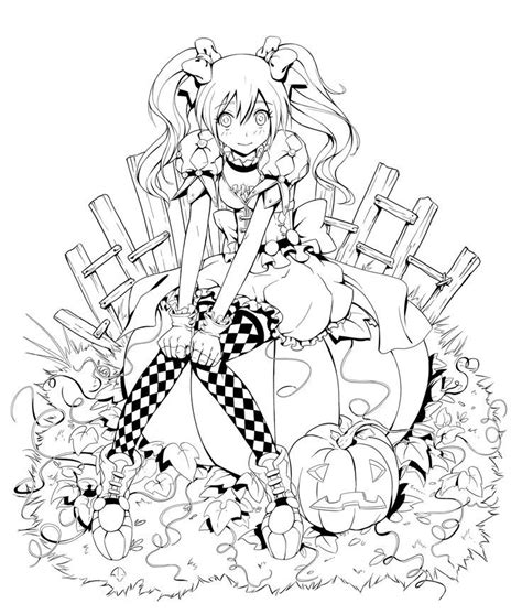 anime girl halloween coloring pages clip art library