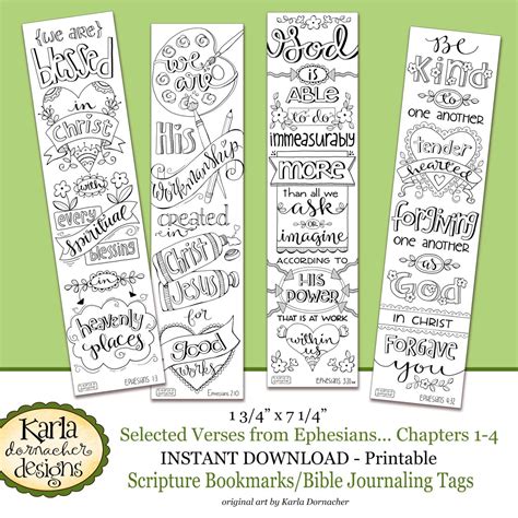 ephesians   color   bible journaling bookmarks