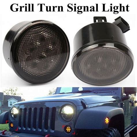 pcspair grill turn signal light  jeep wrangler jk   kit front turn signal  led fender