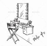 Vanity Makeup Drawing Table Graphicriver Illustration Object Dressing Sketch Paintingvalley sketch template