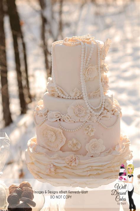 vintage pearl ruffle wedding cake cakecentralcom