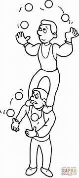 Coloring Jugglers Pages Two Circus Printable Drawing sketch template