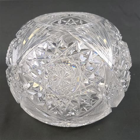 Sold Price Abp Cut Glass Rose Bowl W 16 Points Hobstar