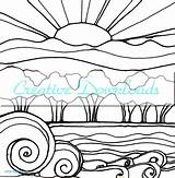 Coloring Sunset Pages Drawing Landscape Sunsets Sun Beach Printable Flowers Line Color Garden Print Sketch Waves Robin Mead Getdrawings Getcolorings sketch template