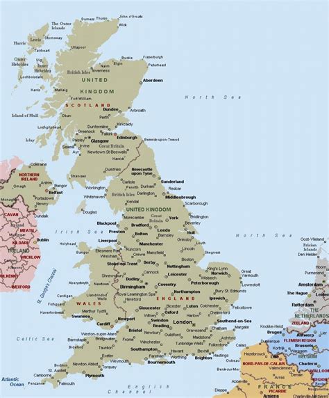 map  great britain showing towns  cities map  great britain