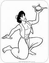 Aladdin Coloring Pages Lamp Holding Disney Disneyclips Pdf Popular sketch template
