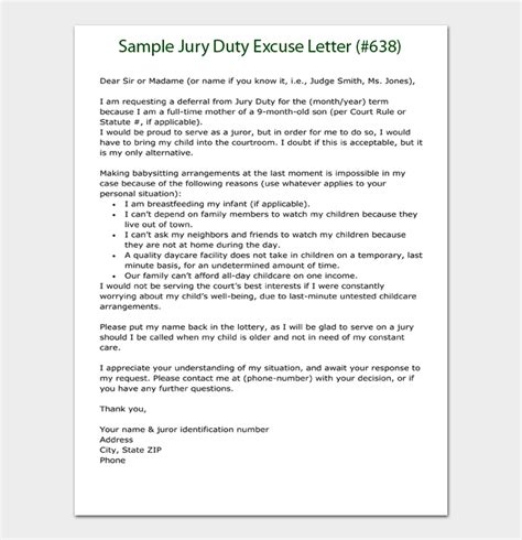 jury duty excuse letter examples templates tips purshology