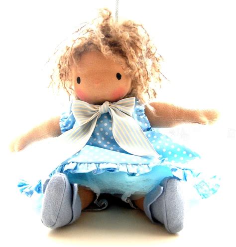 Miss Zoe 13 Inch Light Brown Waldorf Doll In Blue Polka Dots Cynthia