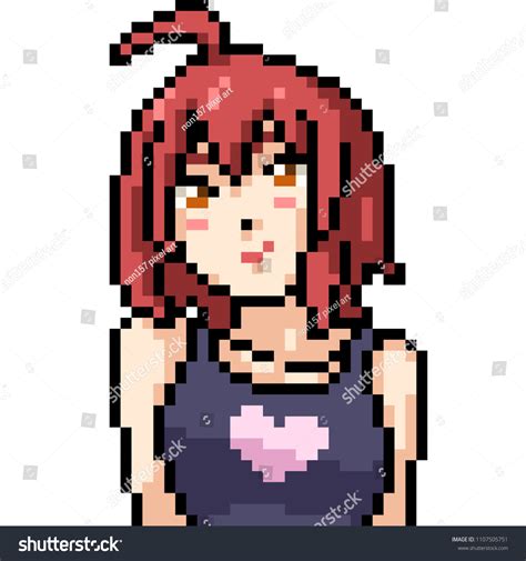 Vector Pixel Art Anime Girl Isolated Image Vectorielle De Stock