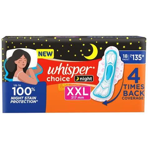 buy whisper choice night sanitary pads    stain protection