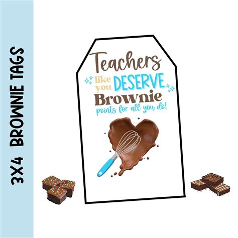 printable brownie teacher appreciation tag    teacher appreciation brownie points