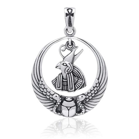 925 Sterling Silver Egyptian Sky God Horus Falcon Ankh
