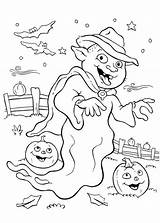 Halloween Coloring Funschool Wierd Ghost Color sketch template