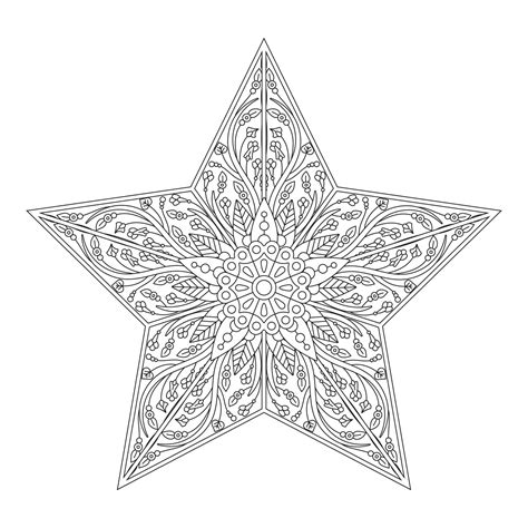 christmas star coloring pages  doodle style  vector art
