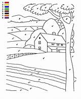 Farm Nummer Boerderij Kleur sketch template