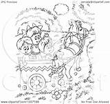 Horse Cart Coloring Riding Outline Children Illustration Clip Royalty Bannykh Alex Regarding Notes sketch template