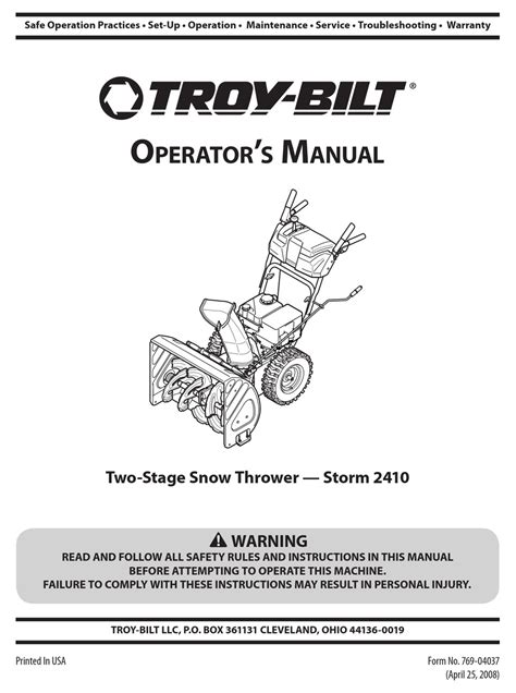 troy bilt storm  operators manual   manualslib