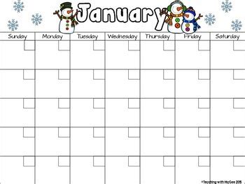 modifiable blank calendar  teaching  magee tpt