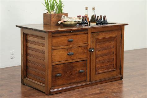 sold primitive pine oak antique kitchen pantry dry sink cabinet