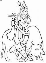 Krishna Coloring Janmashtami Pages Kids Drawing Shri Printable Holi Lord Festival Clipart Drawings Flutes Cow Dogg Snoop Colour Kid Outline sketch template