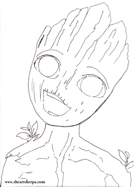 baby groot coloring page updated  avengers coloring pages
