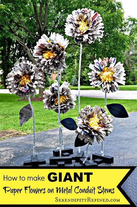 serendipity refined blog diy giant  standing paper flowers  pipe
