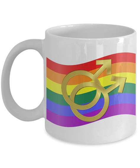 Gay Pride Coffee Mug Rainbow Design Male Lgbtq Coffee Mug