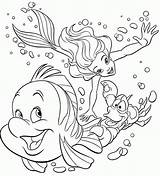 Coloring Pages Mermaid Flounder Fish Litle Kids Animal Little Ariel Colouring Sheets Animals Gif sketch template