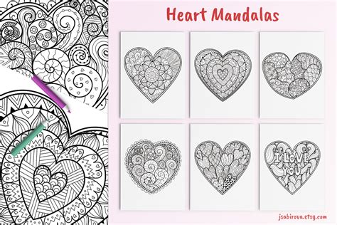 heart coloring pages printable adult coloring pages etsy