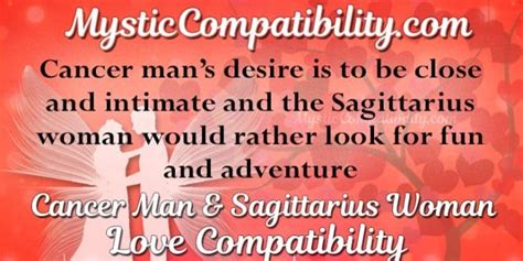 cancer man sagittarius woman compatibility mystic