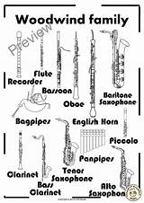 Woodwind Instruments Instrument Coloring Family Pages Puzzles Line Music Names Saxophone Activities Teacherspayteachers Tenor Musical Clarinet Sheet Orchestra Families Kids sketch template