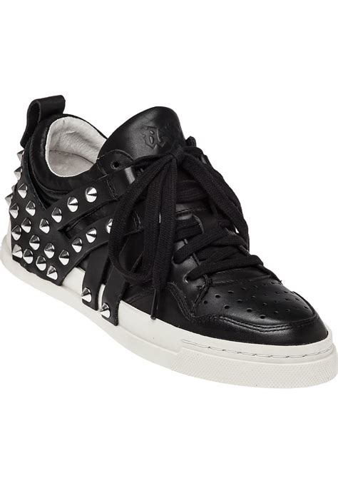 ash extra black leather studded sneaker  black lyst
