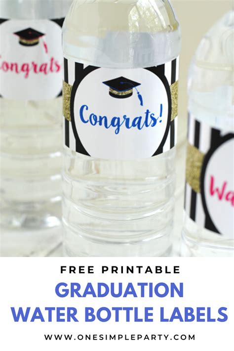 printable water bottle labels template  graduation printable