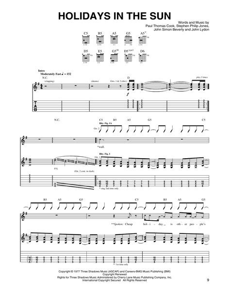 Holidays In The Sun By Sex Pistols Guitar Tab Guitar