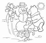 Coloring Christmas Pages Pooh Winnie Disney Color Print Snowman Roo Kids Scene sketch template