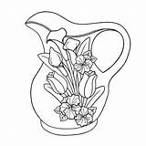 Jug Coloring Pages Drawing Bw Floral Diy Getcolorings Color Getdrawings Template sketch template