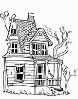 Coloring Pages Scary Halloween Haunted House Spooky Monster Old Creepy Houses Printable Drawing Kids Color Clipart Moon Night Adults Print sketch template
