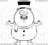 Snowman Shrugging Pudgy Careless Clipart Cartoon Thoman Cory Outlined Coloring Vector sketch template