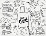 Vector Urlaub Reise Doodles Vektor Gezeichnet sketch template