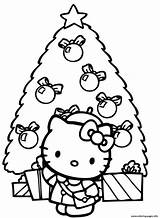Kitty Hello Coloring Christmas Pages Tree Printable Drawing Cute Print Color Book Prints Getdrawings sketch template