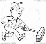 Janitor Outline Broom Clipart Cartoon Push Drawing Male Illustration Using Vector Lafftoon Royalty Lineart Person Getdrawings sketch template
