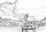 Fisherman Drawing Fishing Paintingvalley Drawings sketch template