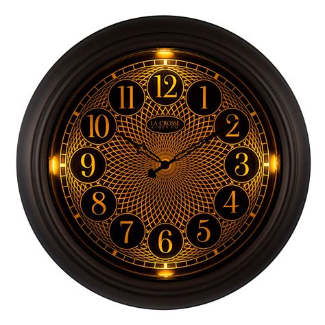 la crosse clock  br   indooroutdoor lux lighted dial wall clock  antique bronze
