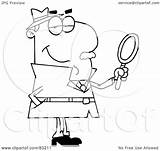 Outlined Detective Clipart Royalty Male Illustration Rf Toon Hit Background sketch template