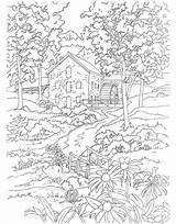 Coloring Fleur Dover Publications Landscapes Mill Coloringideas Doverpublications sketch template
