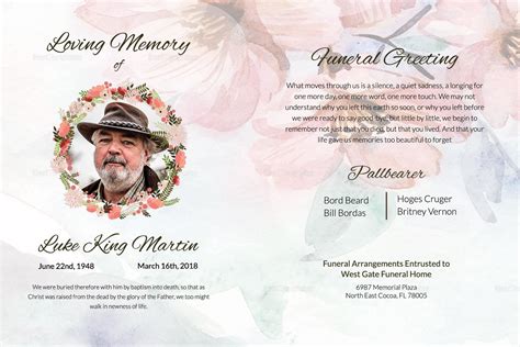 funeral announcement cards templates