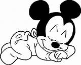 Mickey Coloring Baby Sleep Cute Pages Cartoon Wecoloringpage sketch template