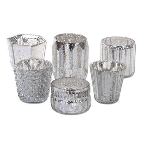 Koyal Wholesale Silver Mixed Mercury Glass Candle Holders