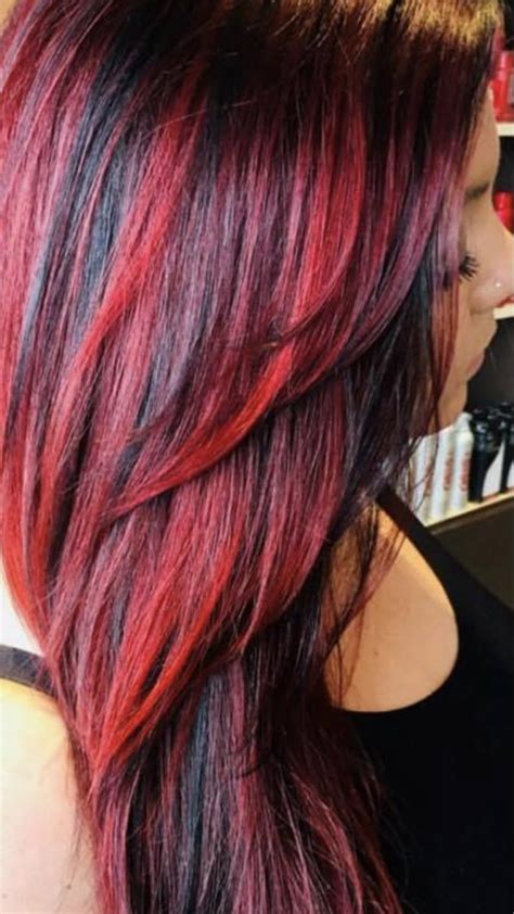 red hair red highlights 🔥 black hair with highlights