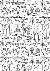 Birthday Printable Coloring Paper Meinlilapark Doodle Pages Ausdruckbares Geschenkpapier Wrapping Party Happy Freebie Papier Stickers Drawing Doodles Para Dibujos Read sketch template